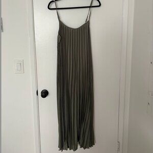 Melloday Olive Green Pleated Dress